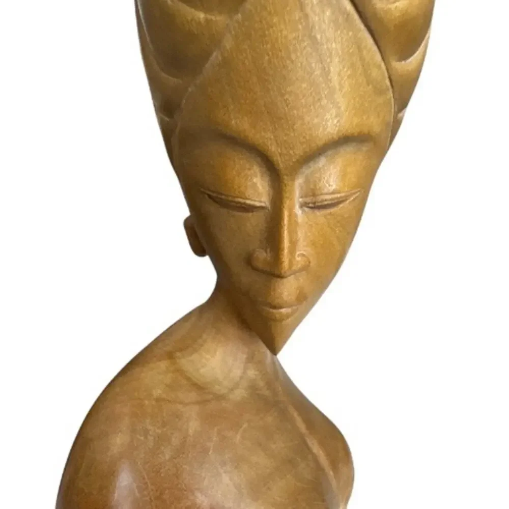 Southeast Island Solid Wood Hand Carved Woman Figure High Hair